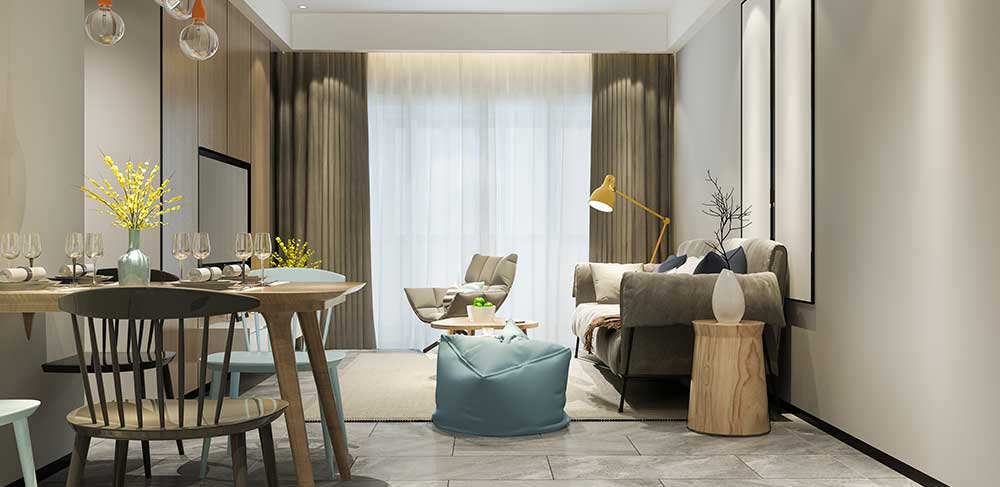Modern apartment living room design at Sobha One Residence Hoskote